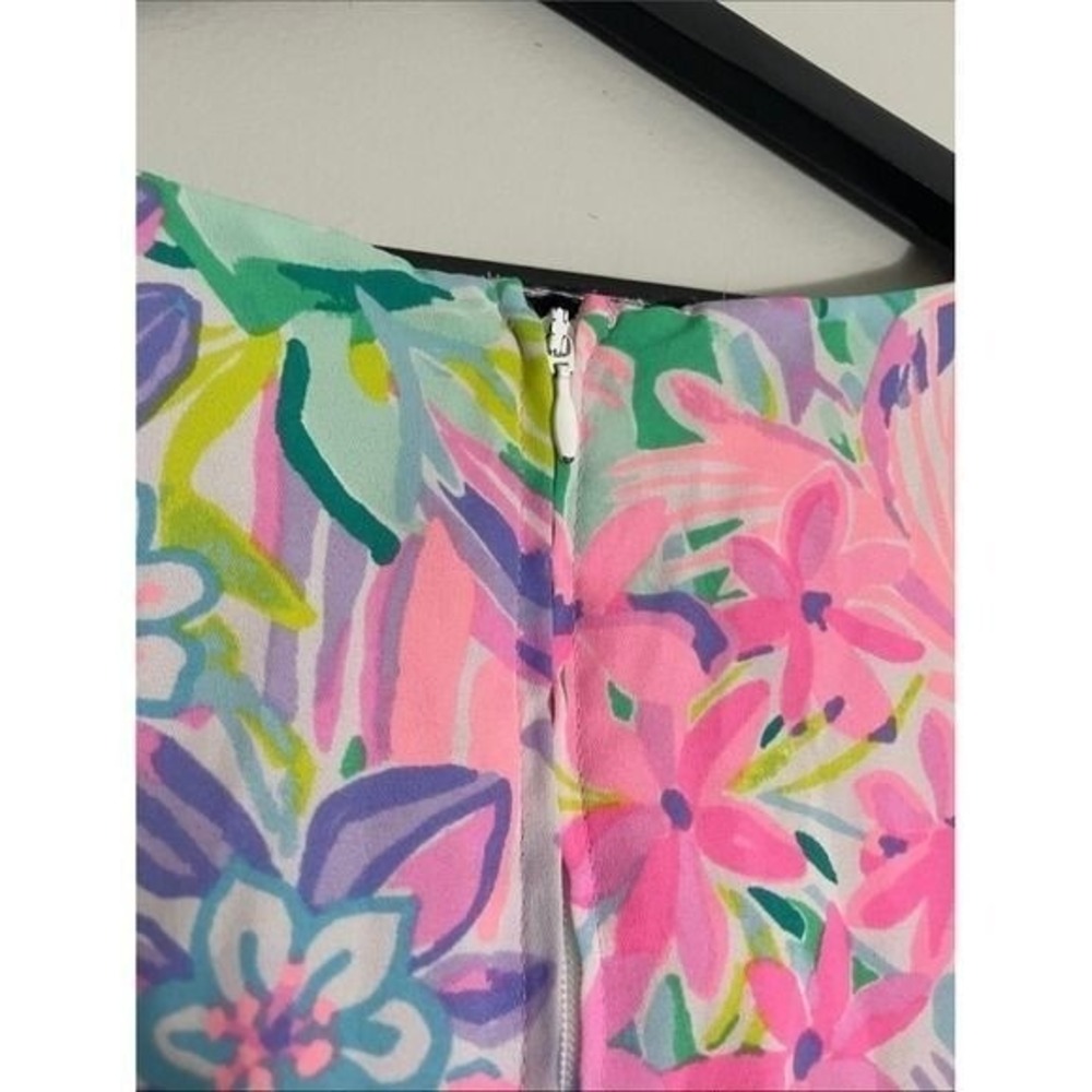 Lilly Pulitzer Dress Rayon Tropical Floral Ruffle Sleeve 8 Preppy Vacation - Picture 8 of 11